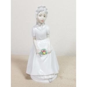 PORCEVAL Figurine Girl Porcelain Villamarchante Valencia Spain Hand Painted Vtg